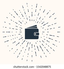 Grey Wallet icon isolated on beige background. Abstract circle random dots. Vector Illustration