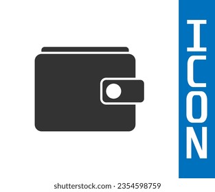 Grey Wallet icon isolated on white background. Purse icon. Cash savings symbol.  Vector Illustration