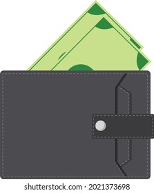 Grey wallet, illustration, vector on a white background.