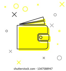 Grey Wallet line icon isolated on white background. Vector Illustration