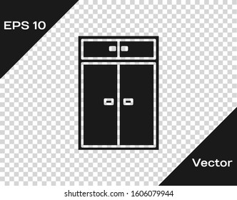 Grey Wardrobe icon isolated on transparent background.  Vector Illustration