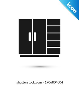 Graues Wardrobe Symbol einzeln auf weißem Hintergrund.  Vektorgrafik