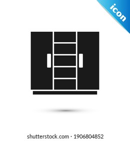 Icono del armario gris aislado en fondo blanco.  Vector
