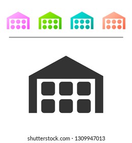 Grey Warehouse icon isolated on white background. Set icon in color buttons. Vector Illustration