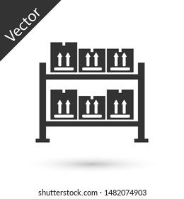 Grey Warehouse icon isolated on white background.  Vector Illustration