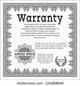 Grey Warranty. With background. Good design. Customizable, Easy to edit and change colors. 