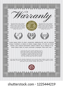 Grey Warranty. With background. Retro design. Vector illustration. 