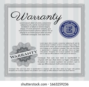 Grey Warranty. Beauty design. Vector illustration. With great quality guilloche pattern. 