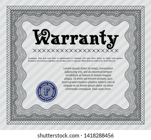 Grey Warranty Certificate template. With background. Money Pattern design. Vector illustration. 