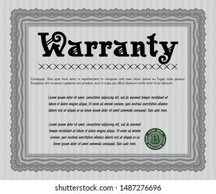 Grey Warranty Certificate template. With background. Elegant design. Customizable, Easy to edit and change colors. 