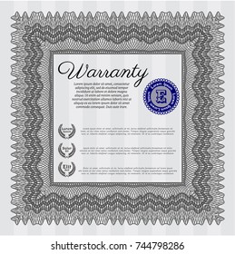 Grey Warranty Certificate template. With background. Detailed. Retro design. 