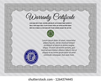 Grey Warranty Certificate template. Beauty design. With great quality guilloche pattern. Customizable, Easy to edit and change colors. 