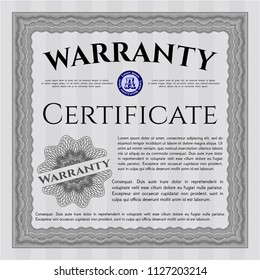 Grey Warranty Certificate template. With complex background. Vector illustration. Money Pattern design. 