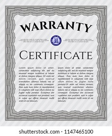 Grey Warranty Certificate template. Complex background. Modern design. Detailed. 