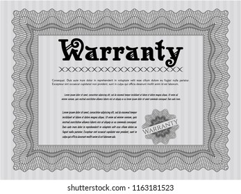Grey Warranty Certificate template. With complex linear background. Perfect design. Detailed. 