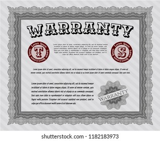 Grey Warranty Certificate template. Complex background. Customizable, Easy to edit and change colors. Excellent design. 