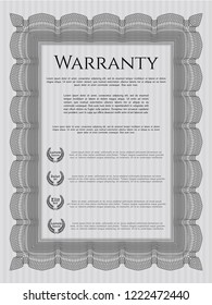 Grey Warranty Certificate template. With complex linear background. Modern design. Detailed. 