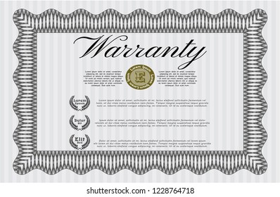 Grey Warranty Certificate template. With complex background. Customizable, Easy to edit and change colors. Superior design. 