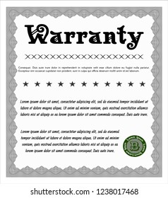 Grey Warranty Certificate template. Complex background. Detailed. Elegant design. 