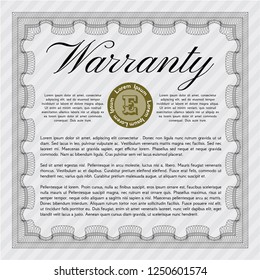 Grey Warranty Certificate template. Complex background. Lovely design. Detailed. 