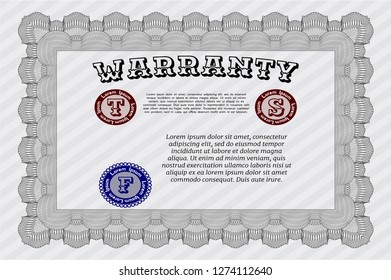 Grey Warranty Certificate template. Complex background. Elegant design. Customizable, Easy to edit and change colors. 