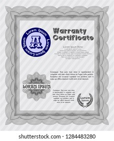 Grey Warranty Certificate template. With complex background. Excellent design. Customizable, Easy to edit and change colors. 