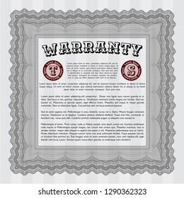 Grey Warranty Certificate template. With complex background. Modern design. Detailed. 