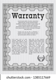 Grey Warranty Certificate template. Complex background. Retro design. Vector illustration. 