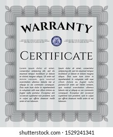 Grey Warranty Certificate template. Complex background. Good design. Customizable, Easy to edit and change colors. 