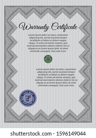Grey Warranty Certificate template. With complex linear background. Customizable, Easy to edit and change colors. Excellent design. 