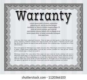 Grey Warranty Certificate template. Customizable, Easy to edit and change colors. With complex linear background. Nice design. 