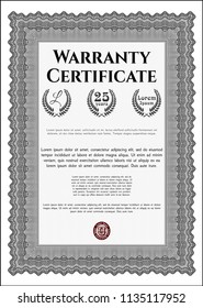 Grey Warranty Certificate template. Customizable, Easy to edit and change colors. With complex linear background. Beauty design. 