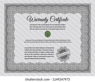 Grey Warranty Certificate template. Customizable, Easy to edit and change colors. With complex linear background. Modern design. 