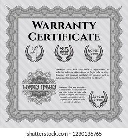 Grey Warranty Certificate template. Customizable, Easy to edit and change colors. Complex background. Sophisticated design. 