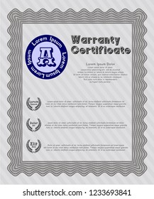 Grey Warranty Certificate template. Customizable, Easy to edit and change colors. With guilloche pattern. Elegant design. 