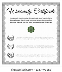 Grey Warranty Certificate template. Customizable, Easy to edit and change colors. With great quality guilloche pattern. Artistry design. 