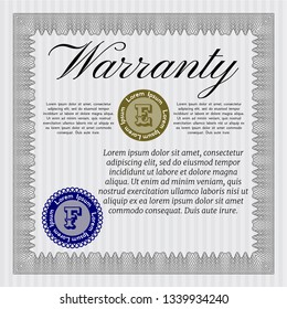 Grey Warranty Certificate template. Detailed. With linear background. Money design. 