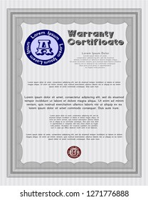 Grey Warranty Certificate template. Easy to print. Vector illustration. Sophisticated design. 