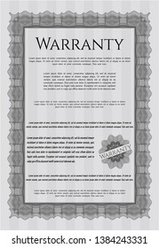 Grey Warranty Certificate template. Easy to print. Sophisticated design. Vector illustration. 
