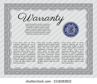 Grey Warranty Certificate template. Easy to print. Vector illustration. Retro design. 