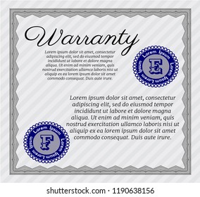 Grey Warranty Certificate template. Elegant design. Detailed. Printer friendly. 