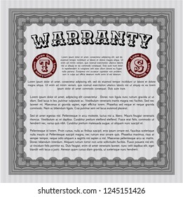 Grey Warranty Certificate template. Excellent design. With complex linear background. Detailed. 
