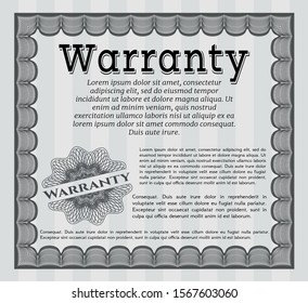 Grey Warranty Certificate template. Excellent design. Complex background. Detailed. 