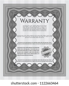Grey Warranty Certificate template. With guilloche pattern. Detailed. Cordial design. 