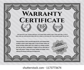 Grey Warranty Certificate template. With guilloche pattern and background. Detailed. Retro design. 