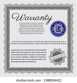 Grey Warranty Certificate template. With guilloche pattern. Cordial design. Detailed. 