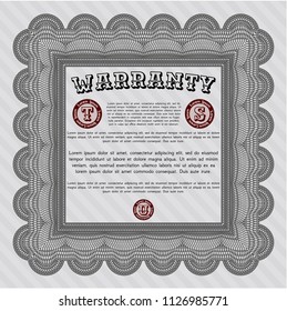 Grey Warranty Certificate template. Lovely design. With background. Vector illustration. 