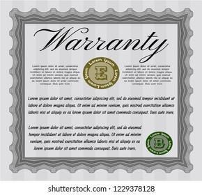 Grey Warranty Certificate template. Lovely design. With quality background. Customizable, Easy to edit and change colors. 