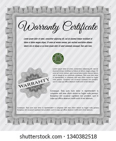 Grey Warranty Certificate template. Lovely design. Customizable, Easy to edit and change colors. With quality background. 