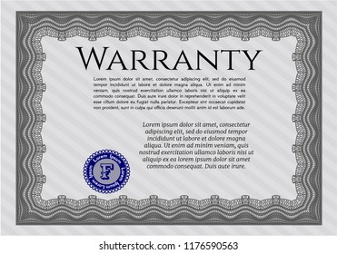 Grey Warranty Certificate template. Modern design. With complex background. Vector illustration. 